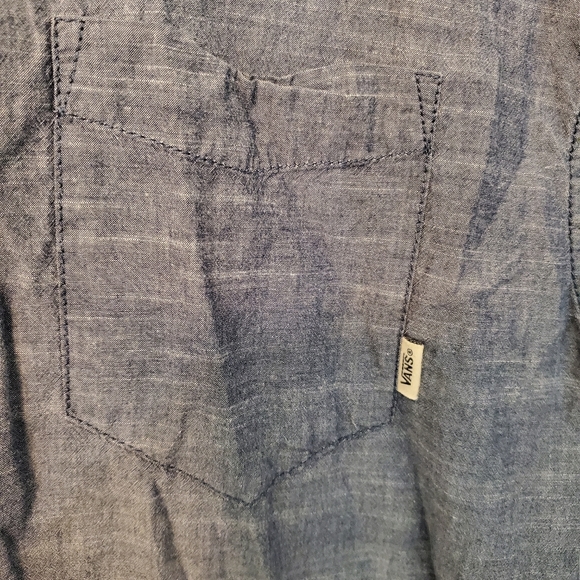 Vans Off the Wall Button Down Shirt Short Sleeve Sz XL Blue - Picture 3 of 7